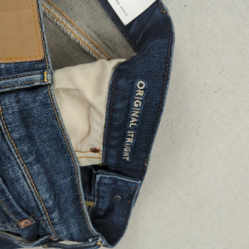 American Eagle Jeans Mens 30x32 Blue Original Straight Distressed New